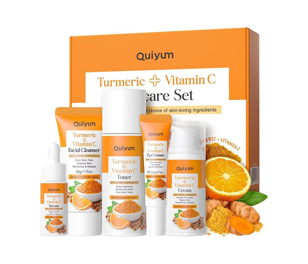 QUIYUM Coffret Soins Visage au Curcuma et Vitamine C (5 pièces)