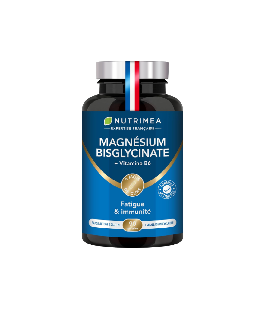 Magnésium Bisglycinate + Vitamine B6 | Sommeil, Stress, Fatigue | Absorption Maximale & Assimilation Facilitée | 90 Gélules Vegan | Nutrimea | Fabriqué en France