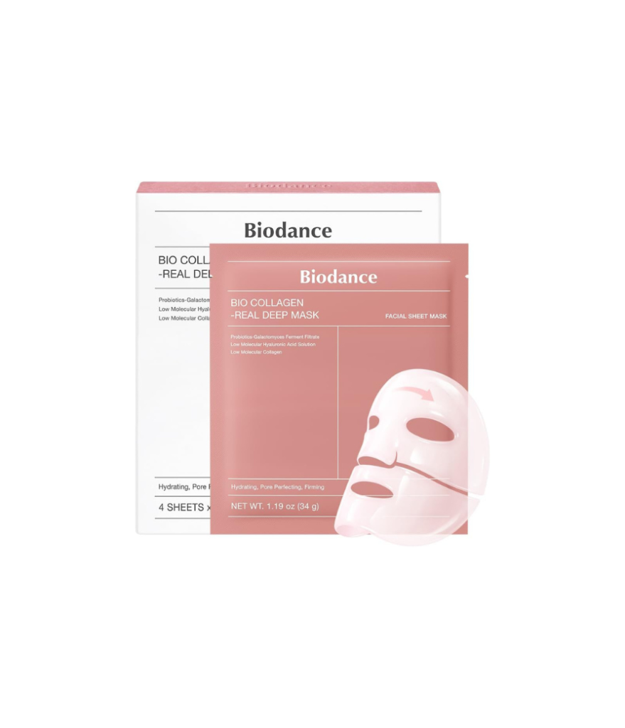 BIODANCE Bio-Collagen Real Deep, Masque Visage Hydrogel au Collagène, Masque de Nuit Hydratant, Soin des Pores et de l’Élasticité, K-Beauty Coréenne, 4 Masques