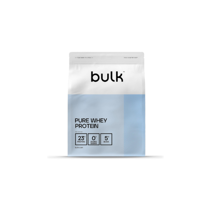 Bulk Pure Whey Protéine en Poudre, Vanille, 23g Protéines 5g BCAA portion, Shake de Whey, Faible en sucre, Favorise la croissance la récupération musculaires, Mélange facile, 1kg