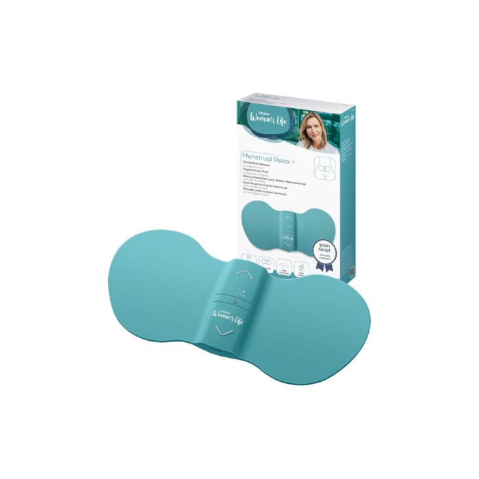 Beurer EM 55 Menstrual Relax+, contre les douleurs menstruelles et les douleurs dues à l’endométriose, fonction TENS et chaleur, avec batterie rechargeable, surface de chaleur plus grande, turquoise