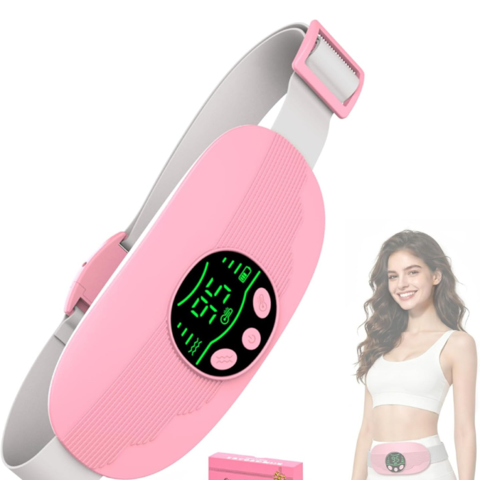 AMZBOSS Ceinture Chauffante Regle Douloureuse,Bouillotte Regles Douloureuses,Ceinture Chauffante,3 Températures&3Modes de Vibration,Confort de Bureau,Compagnon de Voyage,Cadeau Santé pour Elle(Rose)