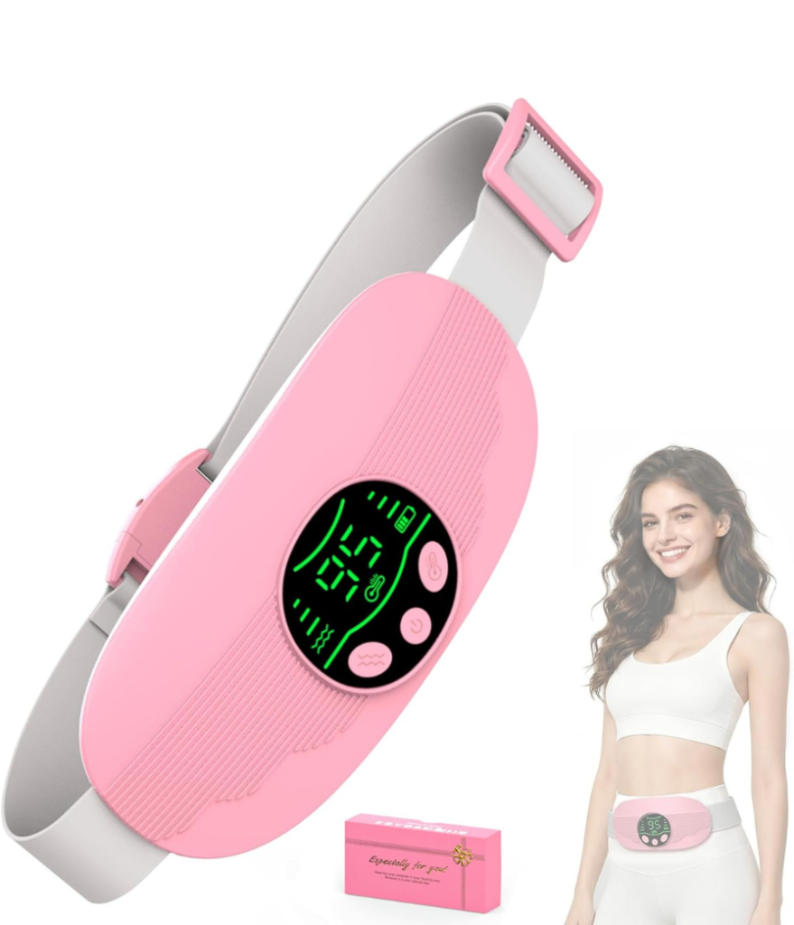 AMZBOSS Ceinture Chauffante Regle Douloureuse,Bouillotte Regles Douloureuses,Ceinture Chauffante,3 Températures&3Modes de Vibration,Confort de Bureau,Compagnon de Voyage,Cadeau Santé pour Elle(Rose)