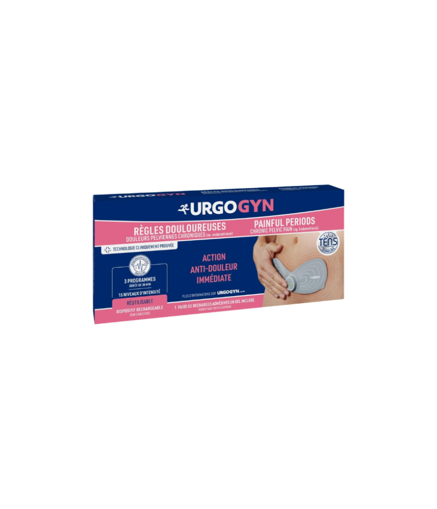 URGOGYN Règles douloureuses douleurs pelviennes chroniques ex: endométriose | Patch d’électrothérapie sans médicament Action antidouleur immédiate et durable Utilisable dès les premières règles