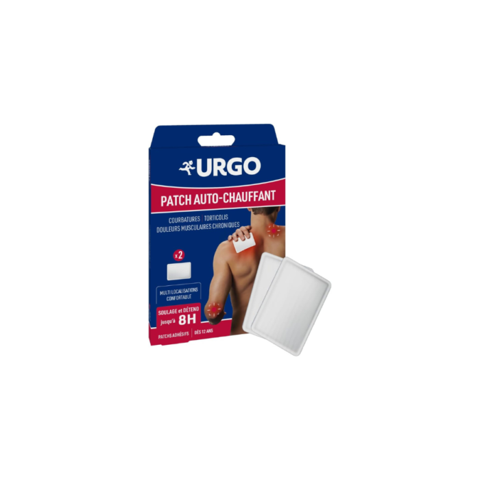 Urgo Patch Auto-Chauffant Multi-zones Soulage les douleurs musculaires x2 | Soulage les douleurs de courbatures de la nuque (torticolis) et épaules jusqu’à 8h