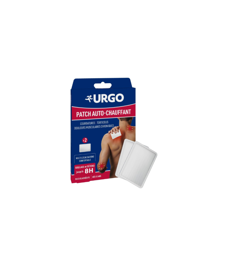 Urgo Patch Auto-Chauffant Multi-zones Soulage les douleurs musculaires x2 | Soulage les douleurs de courbatures de la nuque (torticolis) et épaules jusqu’à 8h