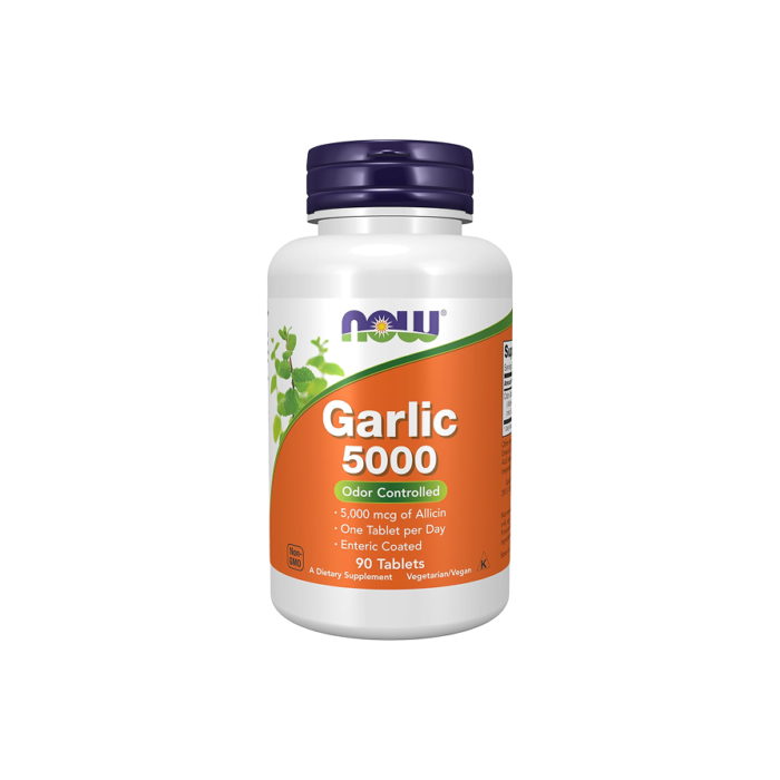 NOW Supplements, Garlic 5,000, Enteric Coated, Odor Controlled, 90 Tabs