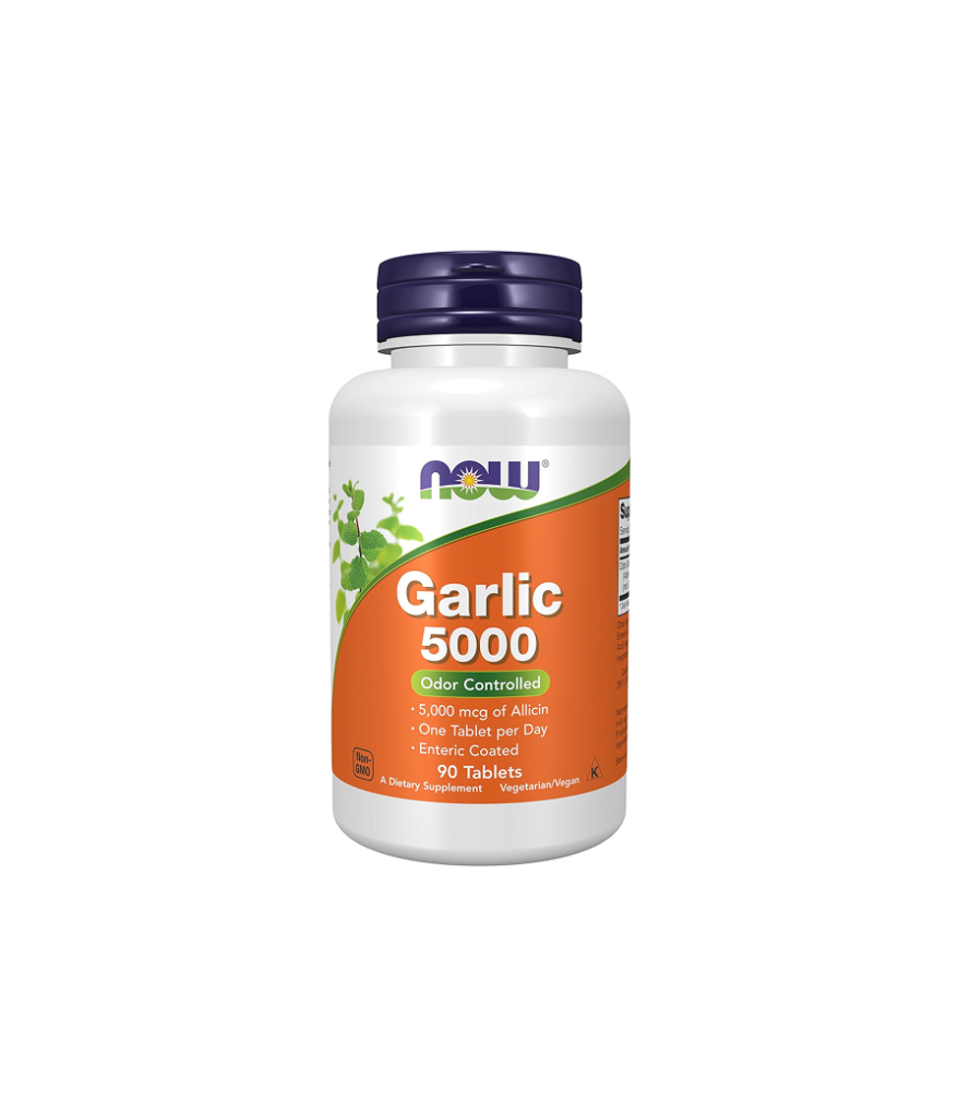 NOW Supplements, Garlic 5,000, Enteric Coated, Odor Controlled, 90 Tabs